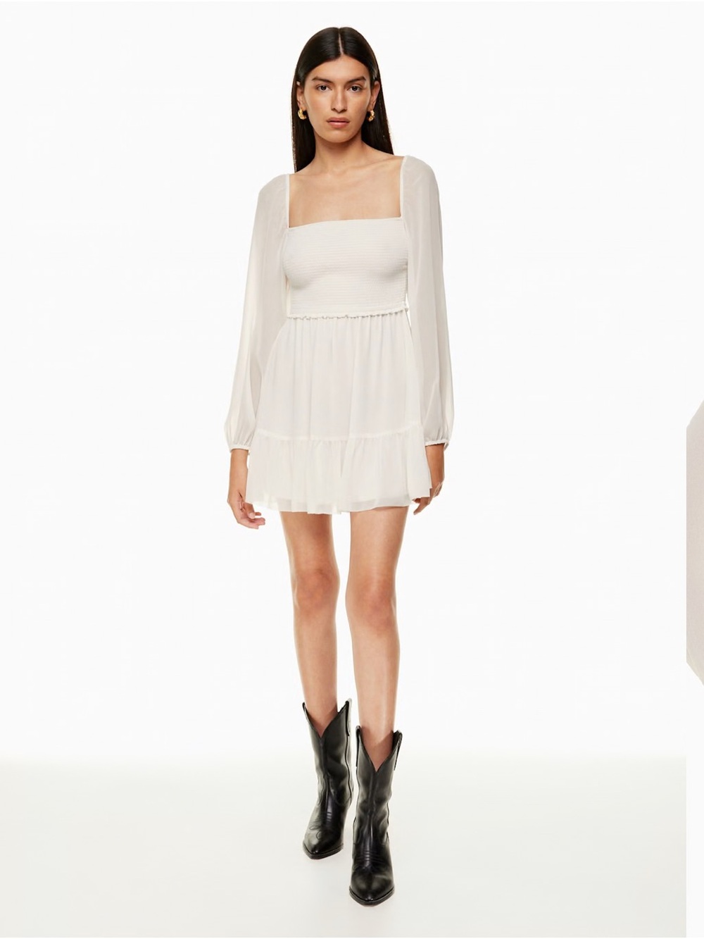 Wilfred Dress Aritzia Tempest Dress Slate Blue Square-Neck Long Sleeve Dress